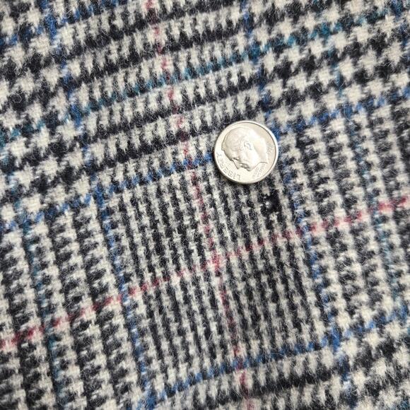 Vtg 90s Men Prince of Wales Check Tweed Prep Classic Wool Blazer Sport Coat 44L - Picture 5 of 11